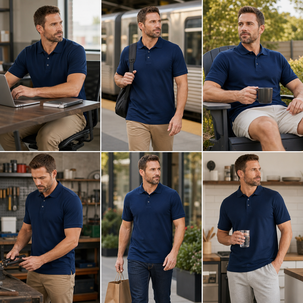 Men classic short sleeve polo shirt work commute weekend everyday use cases