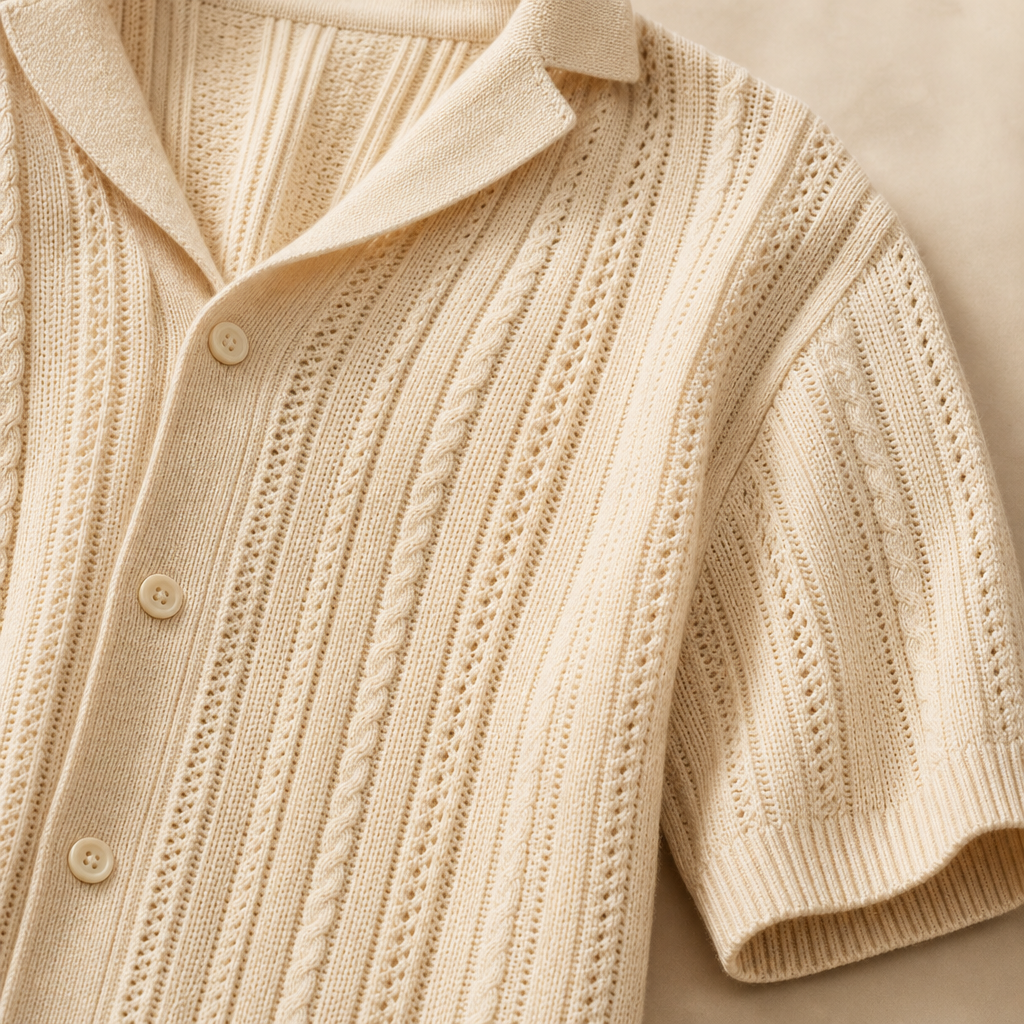 Open-knit texture and collar detail image