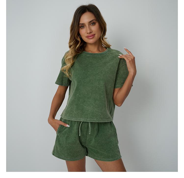 AUTOMET Y2K Fade Craft Casual Acid Wash 2-Piece Outfit | Women's Tank Top & Shorts Set | Spring Comfort Fit | No Bleach/Detergent Needed
