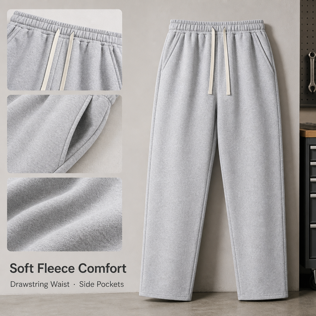 Men relaxed fleece drawstring sweatpants soft fleece waistband drawstring side pocket features