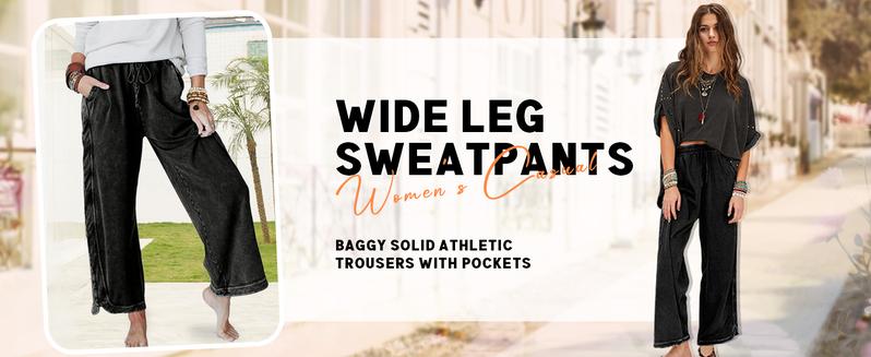 Tanming Women's Casual Wide Leg Pants High Waist Drawstring Sweatpants Baggy Athletic Trousers with Pockets
