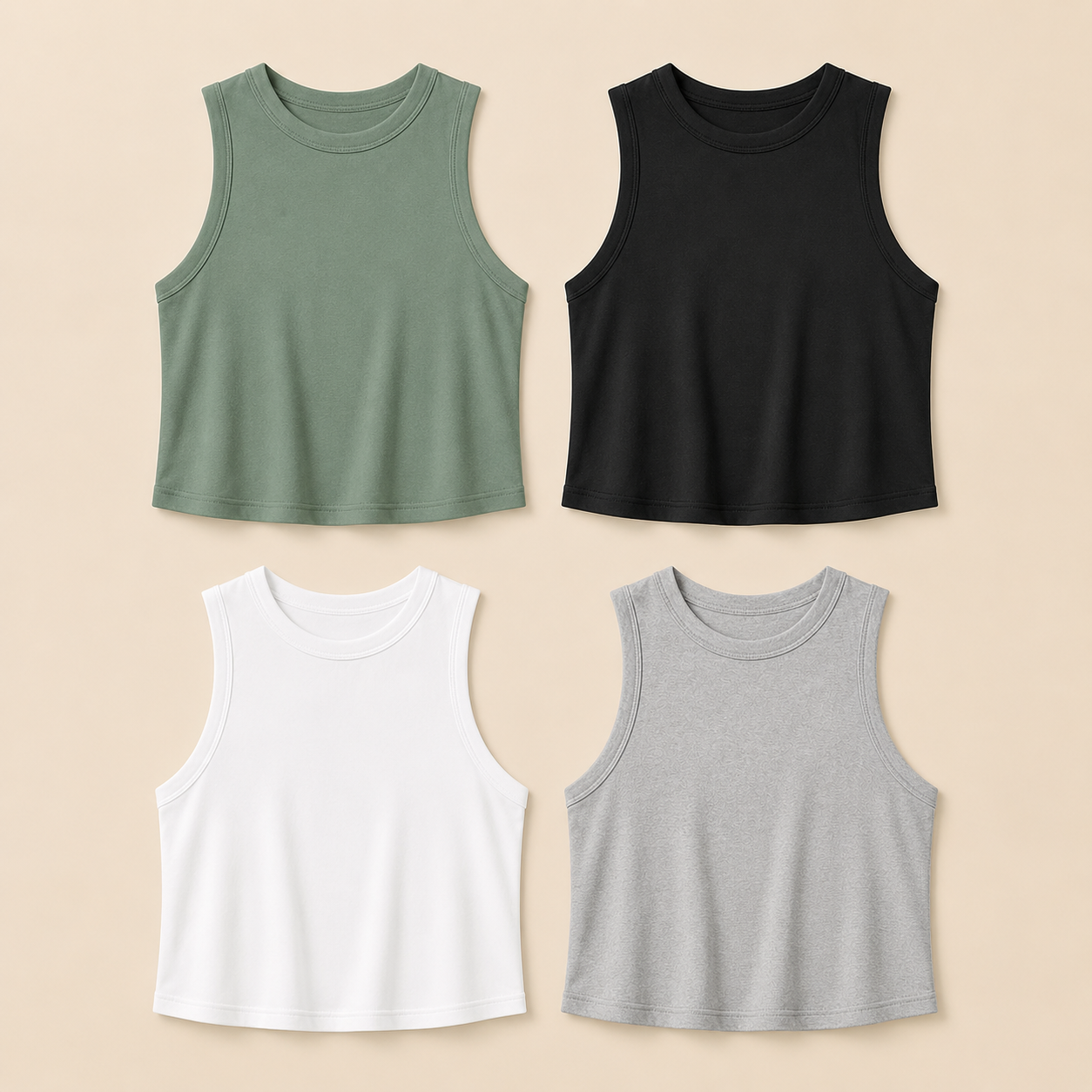 Women’s 8-Color Cropped High Neck Sleeveless Tank Tops