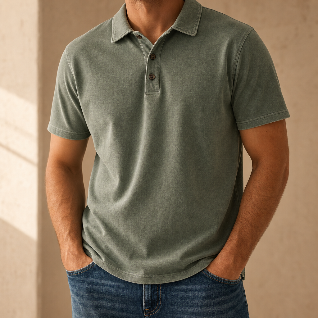 Everyday casual no-pocket polo styling image