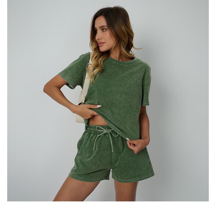 AUTOMET Y2K Fade Craft Casual Acid Wash 2-Piece Outfit | Women's Tank Top & Shorts Set | Spring Comfort Fit | No Bleach/Detergent Needed