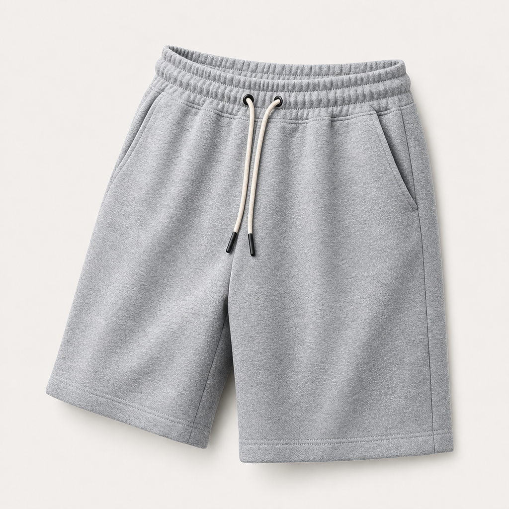Men relaxed fleece drawstring shorts angled product image