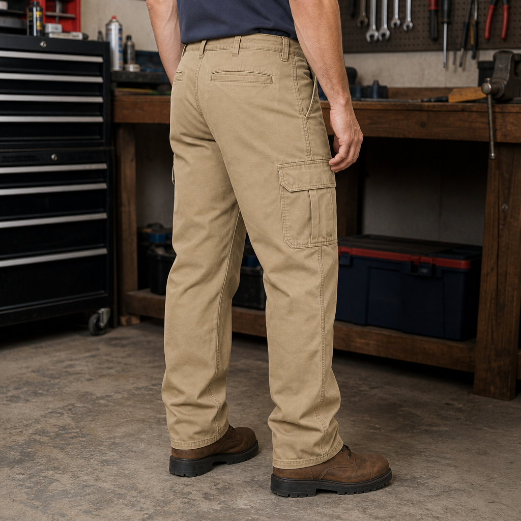 Men relaxed cargo work pants side back gallery image