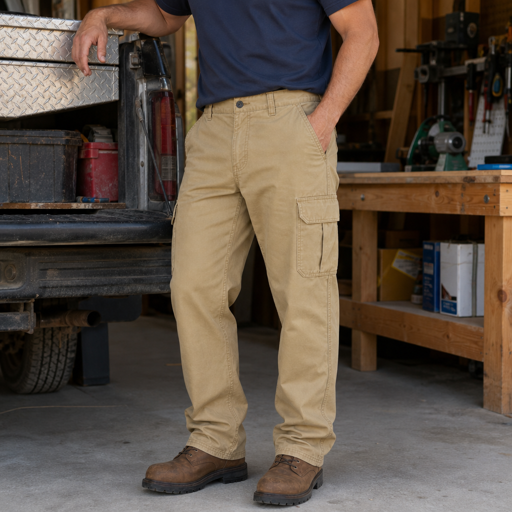 Men relaxed cargo work pants workshop lifestyle gallery image