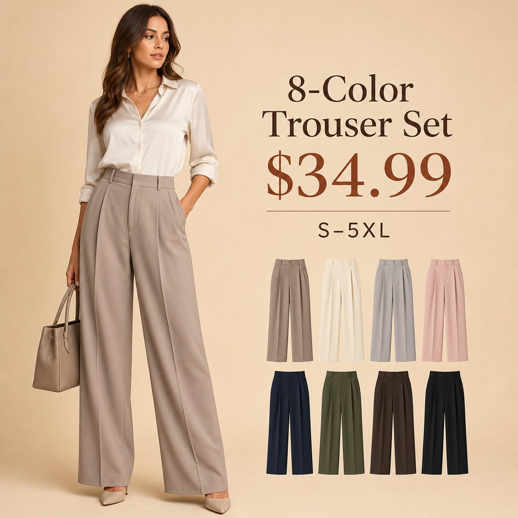 8-Color trouser set $34.99 promotional image