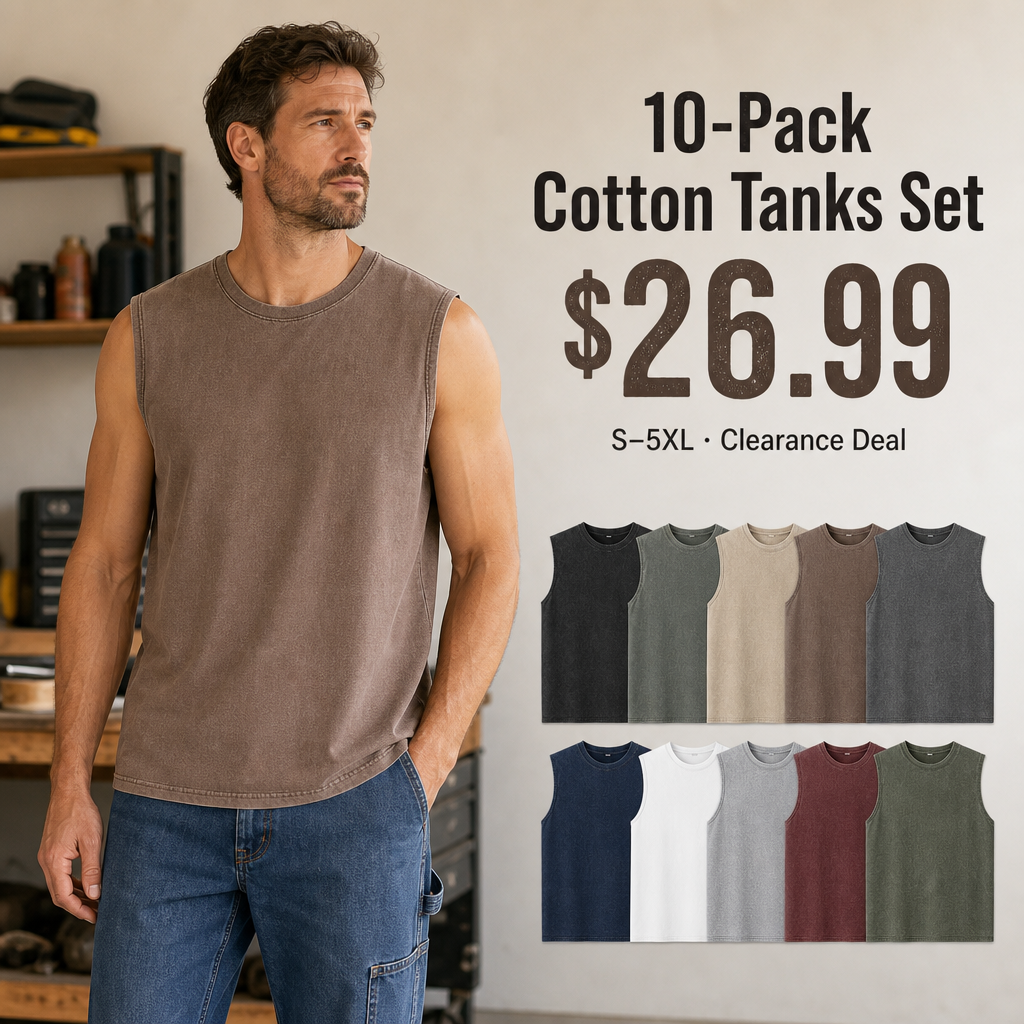 10-Pack Cotton Tanks Set Only $26.99 promotional image