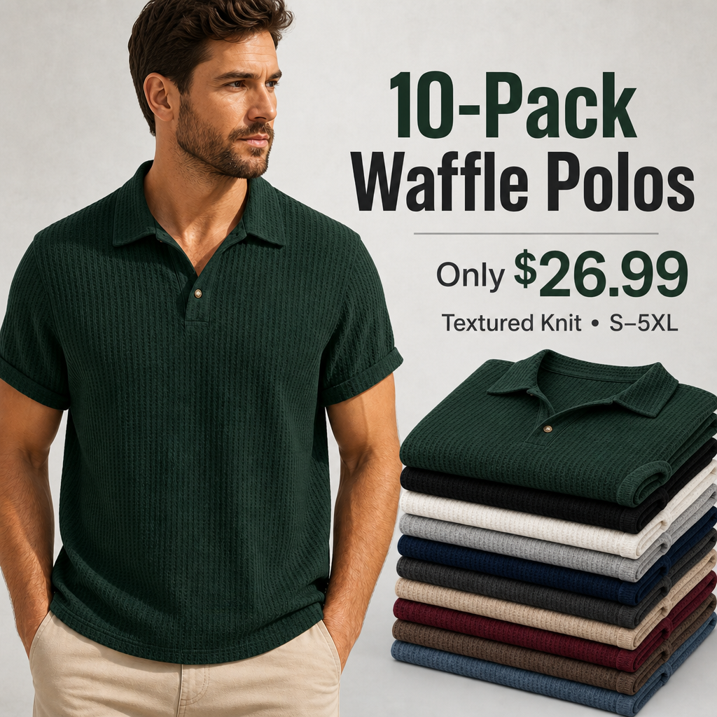 10-Pack Waffle Polos Only $26.99 main promotional image