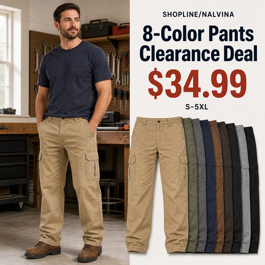 8-Color Cargo Pants Clearance Deal $34.99 main promotional image