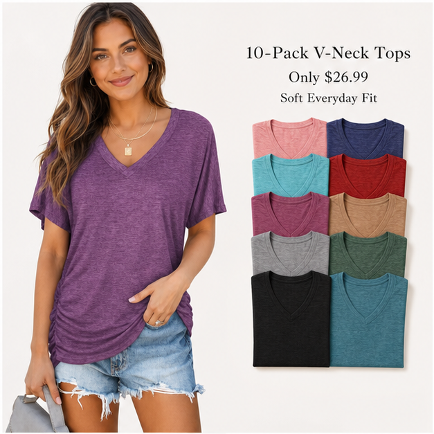 10-Pack V-Neck Dolman Tops Only $26.99 promotional image
