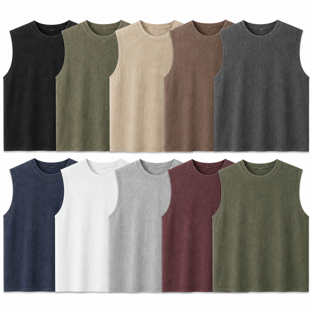 10-Pack Assorted Set men washed cotton sleeveless muscle tank SKU image