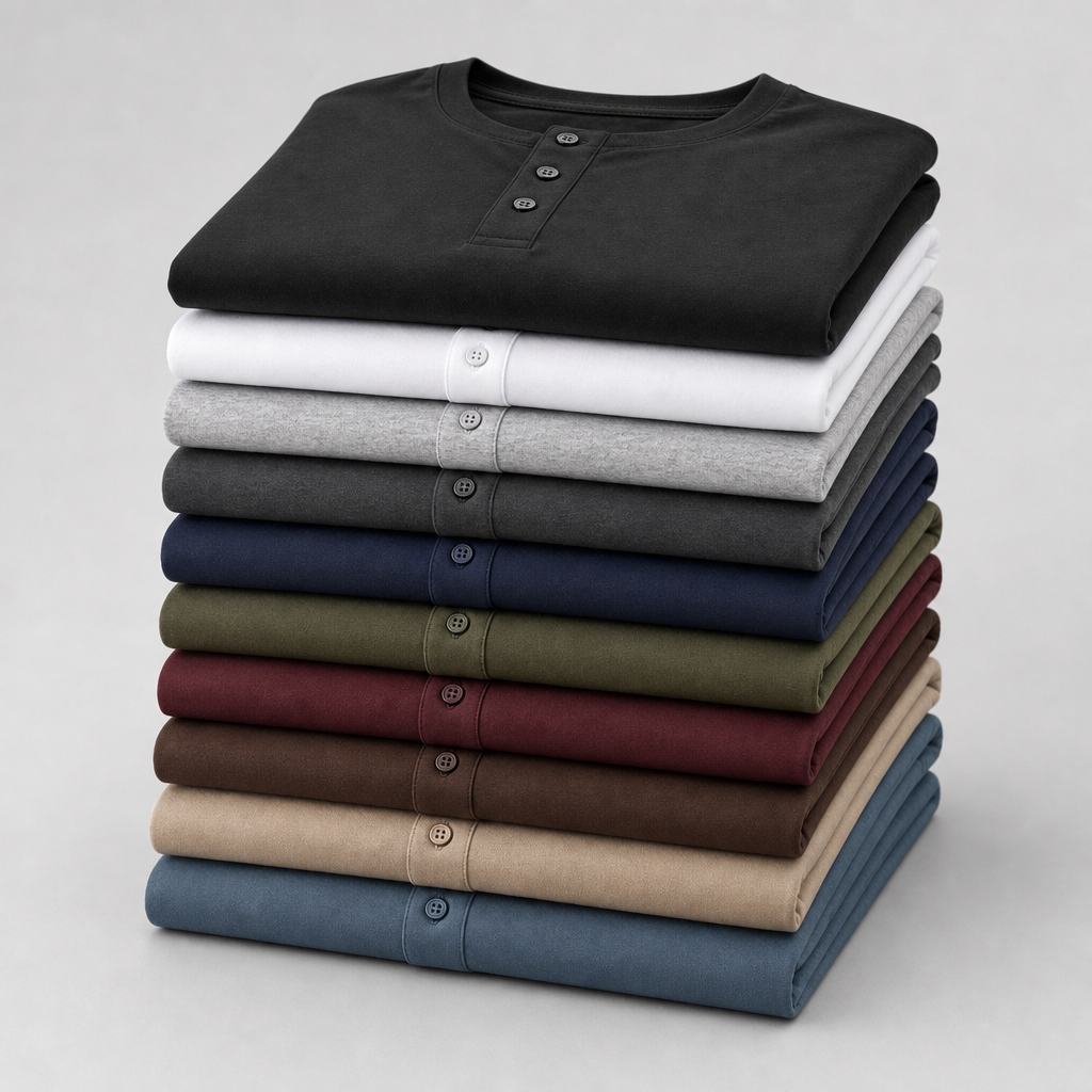 10-Pack Assorted Set men smooth Henley tee SKU image