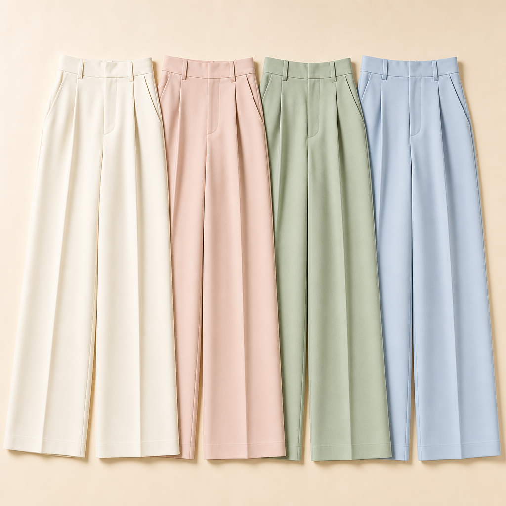 4-Pack Soft Set women high waist pleated wide leg trousers SKU image