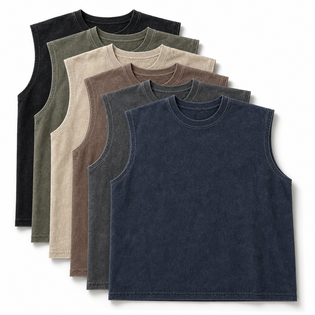 6-Pack Set A men washed cotton sleeveless muscle tank SKU image