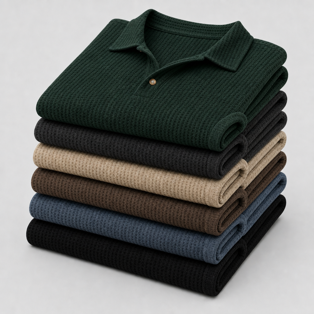 6-Pack Set B men waffle knit open-collar polo SKU image