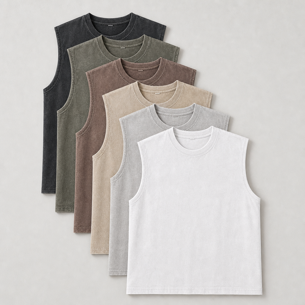 6-Pack Set B men washed cotton sleeveless muscle tank SKU image