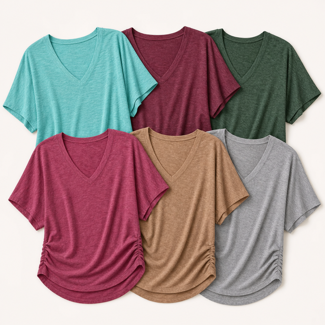 6-Pack Set C women loose fit V-neck dolman sleeve tops SKU image