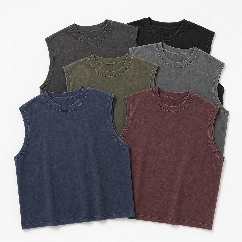 6-Pack Set C men washed cotton sleeveless muscle tank SKU image