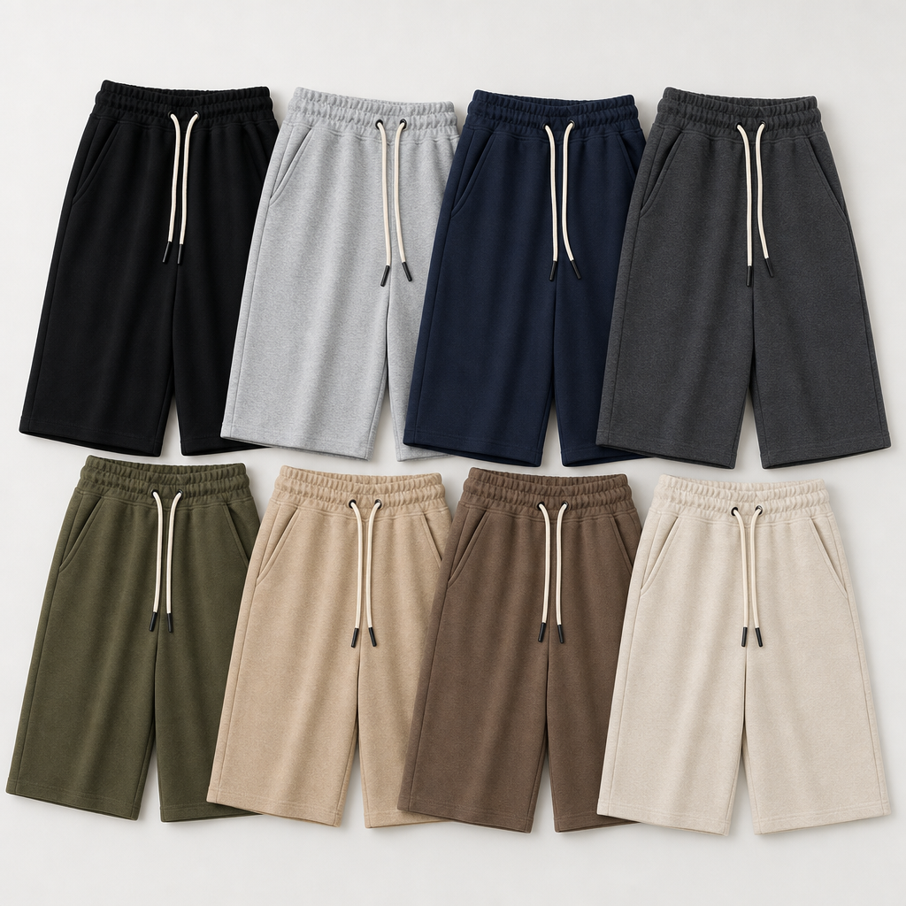 8-Color Set men relaxed fleece drawstring shorts SKU image
