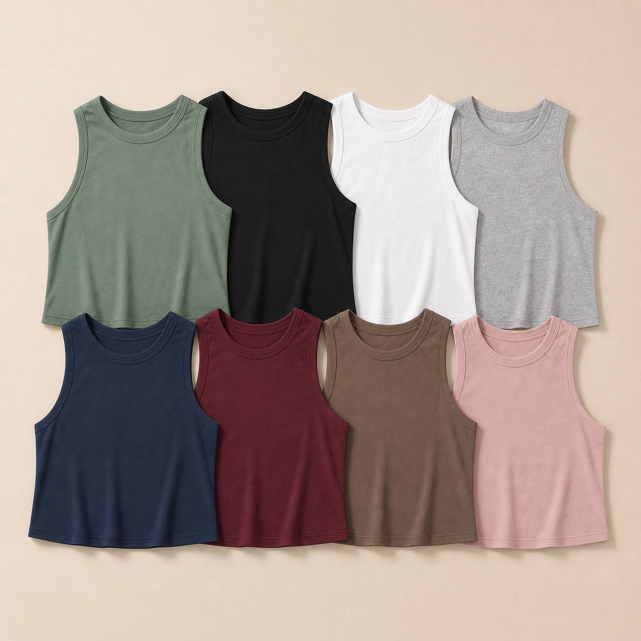 8-Color Set women cropped high neck sleeveless tank tops SKU image