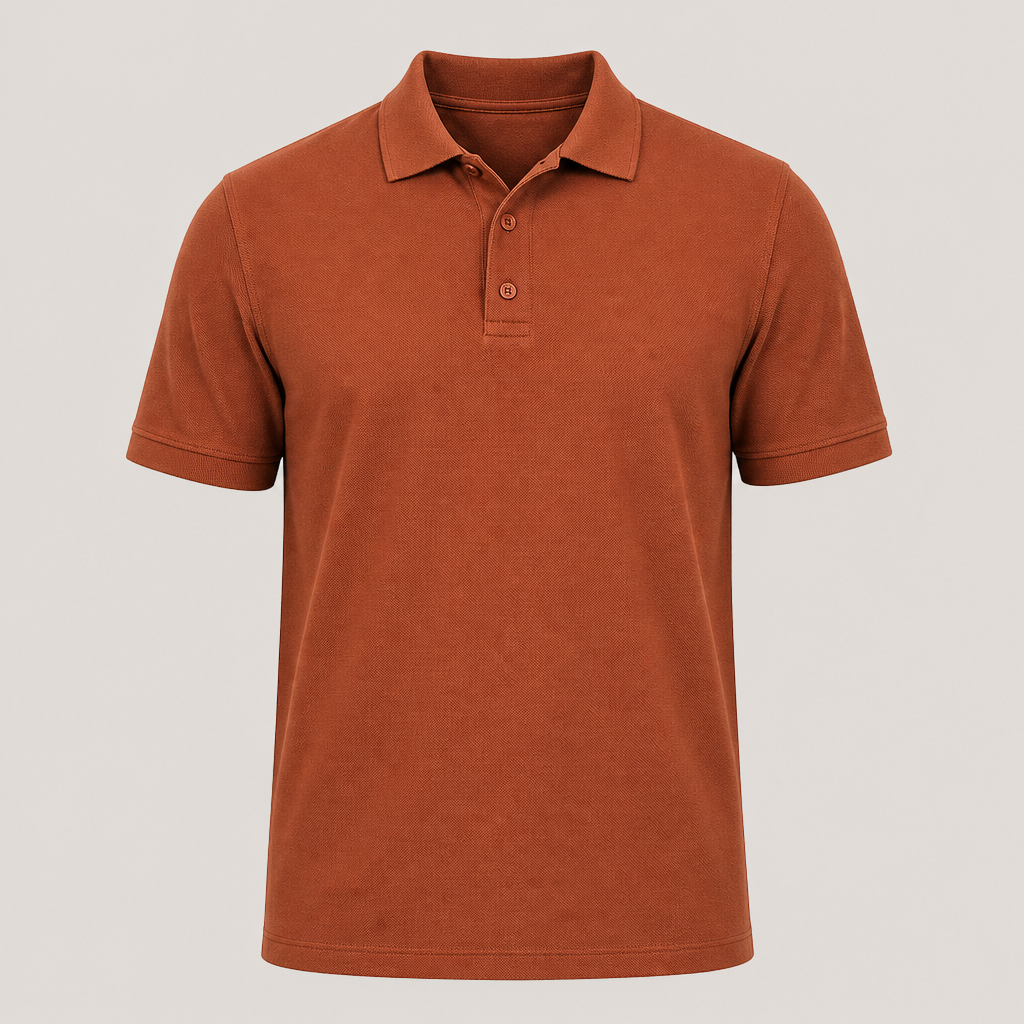Rust Brown men classic short sleeve polo shirt SKU image