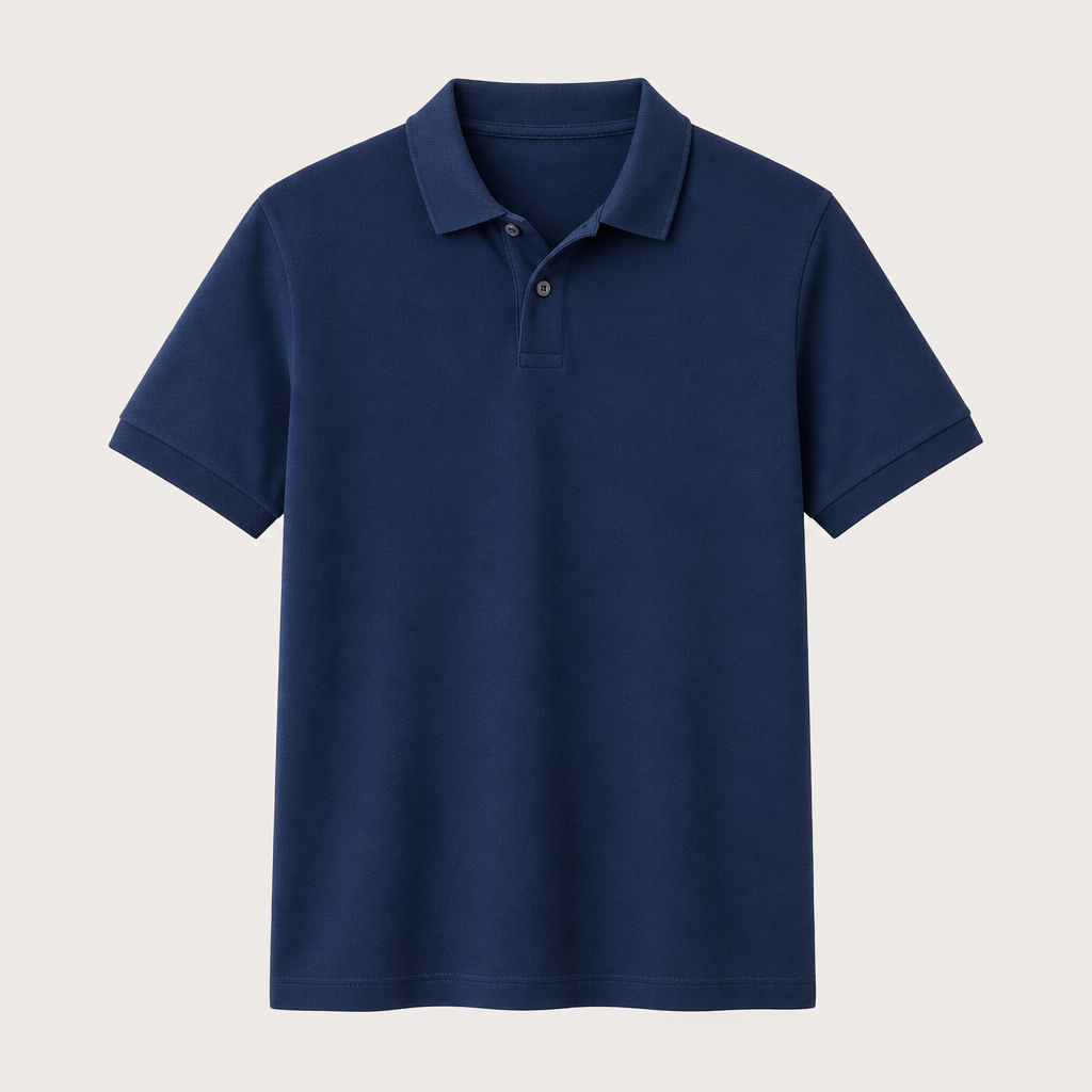 Denim Blue men classic short sleeve polo shirt SKU image