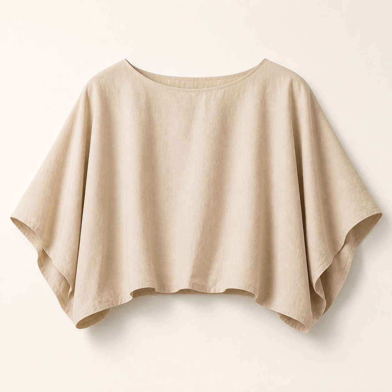 Beige women boat neck batwing crop tops SKU image