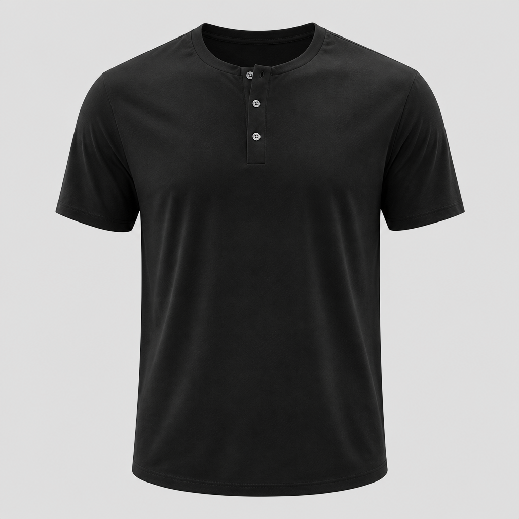 Black men smooth Henley tee SKU image