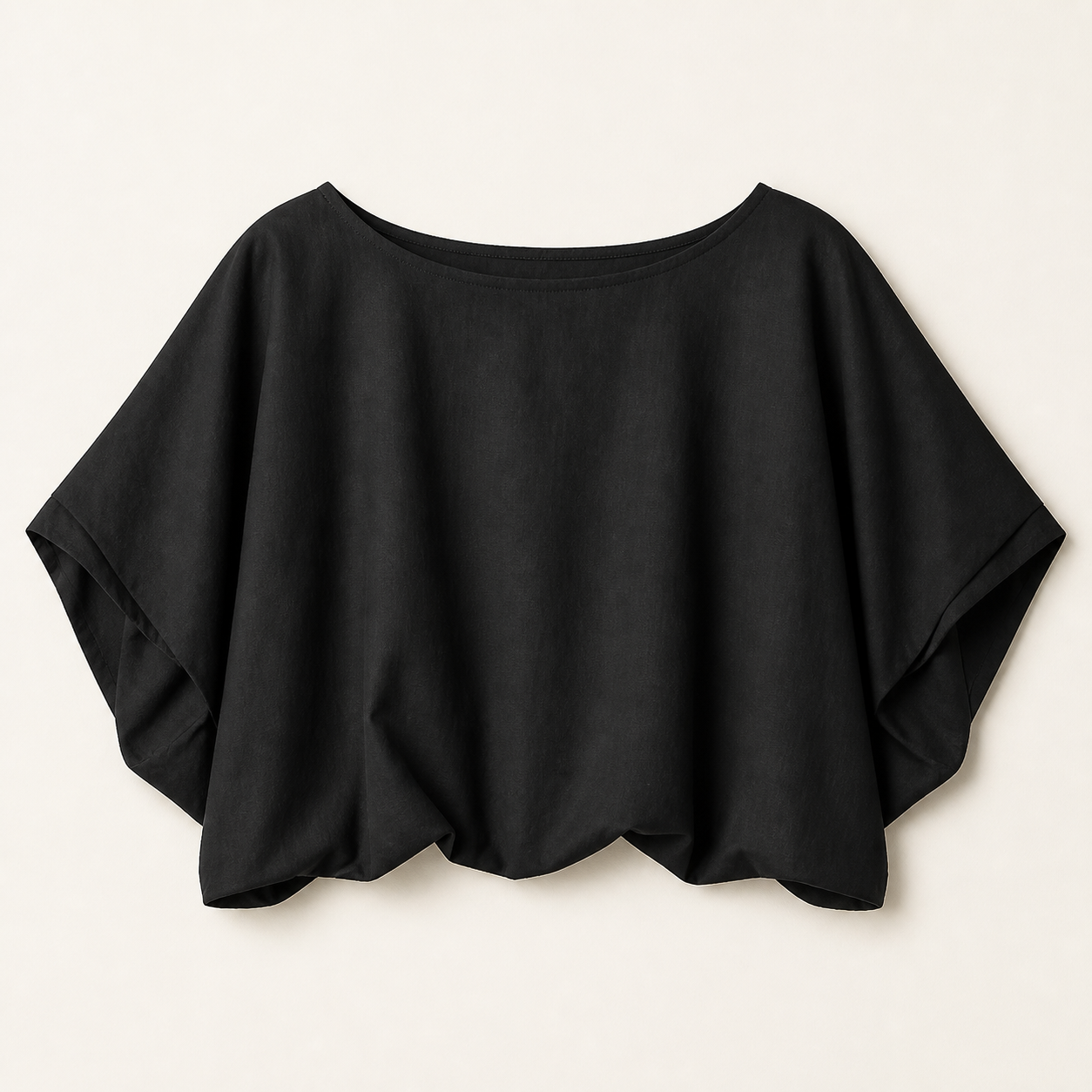 Black women boat neck batwing crop tops SKU image