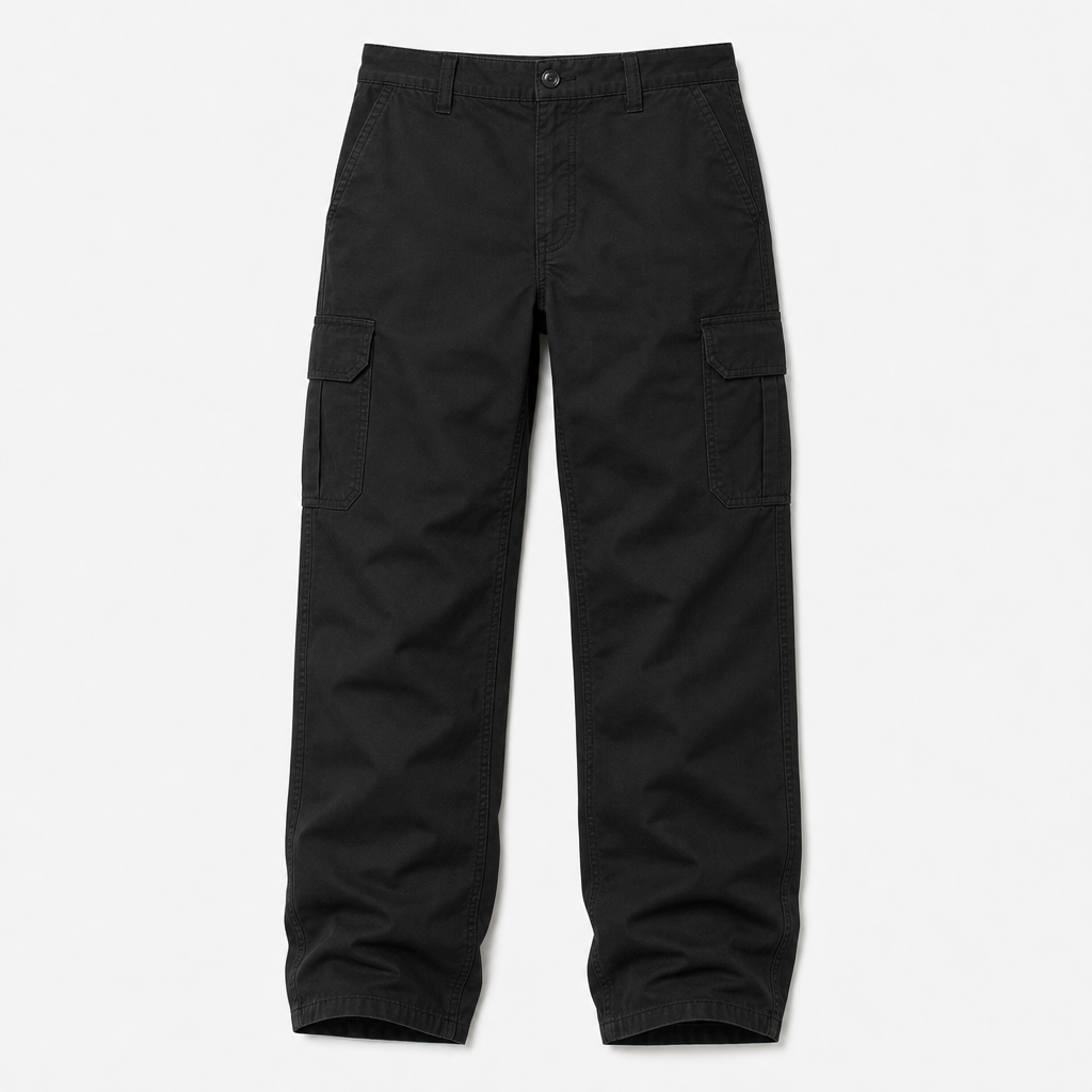 Black men relaxed cargo work pants SKU image