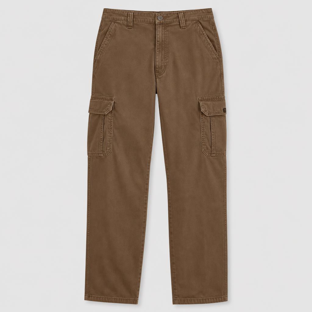 Brown men straight leg cargo pants SKU image