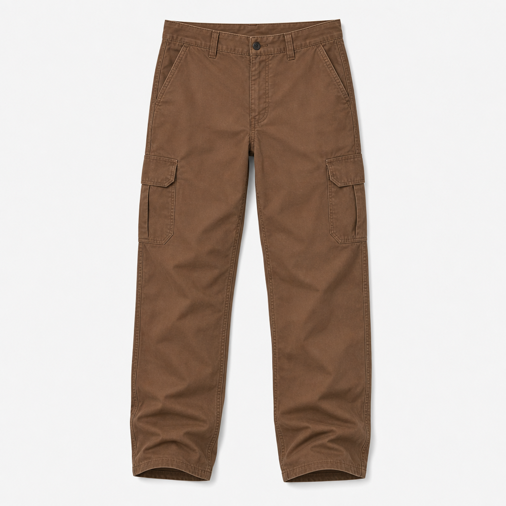 Brown men relaxed cargo work pants SKU image
