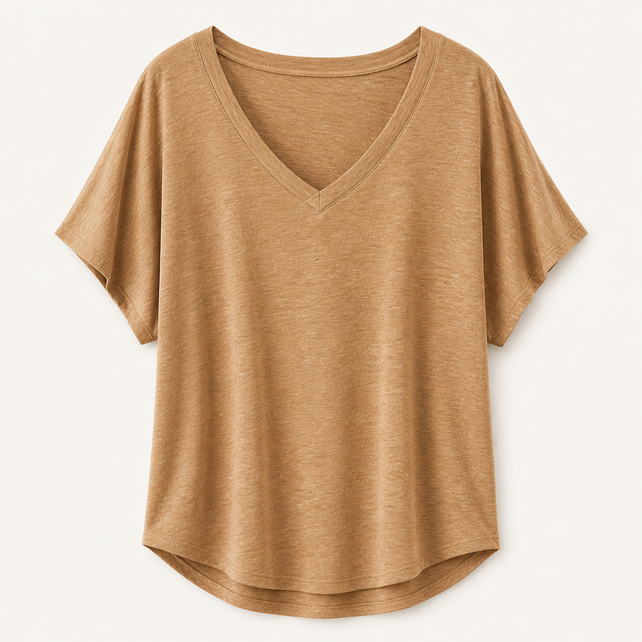 Camel women loose fit V-neck dolman sleeve tops SKU image