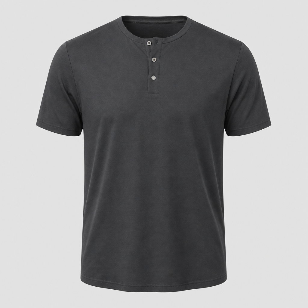Charcoal Gray men smooth Henley tee SKU image