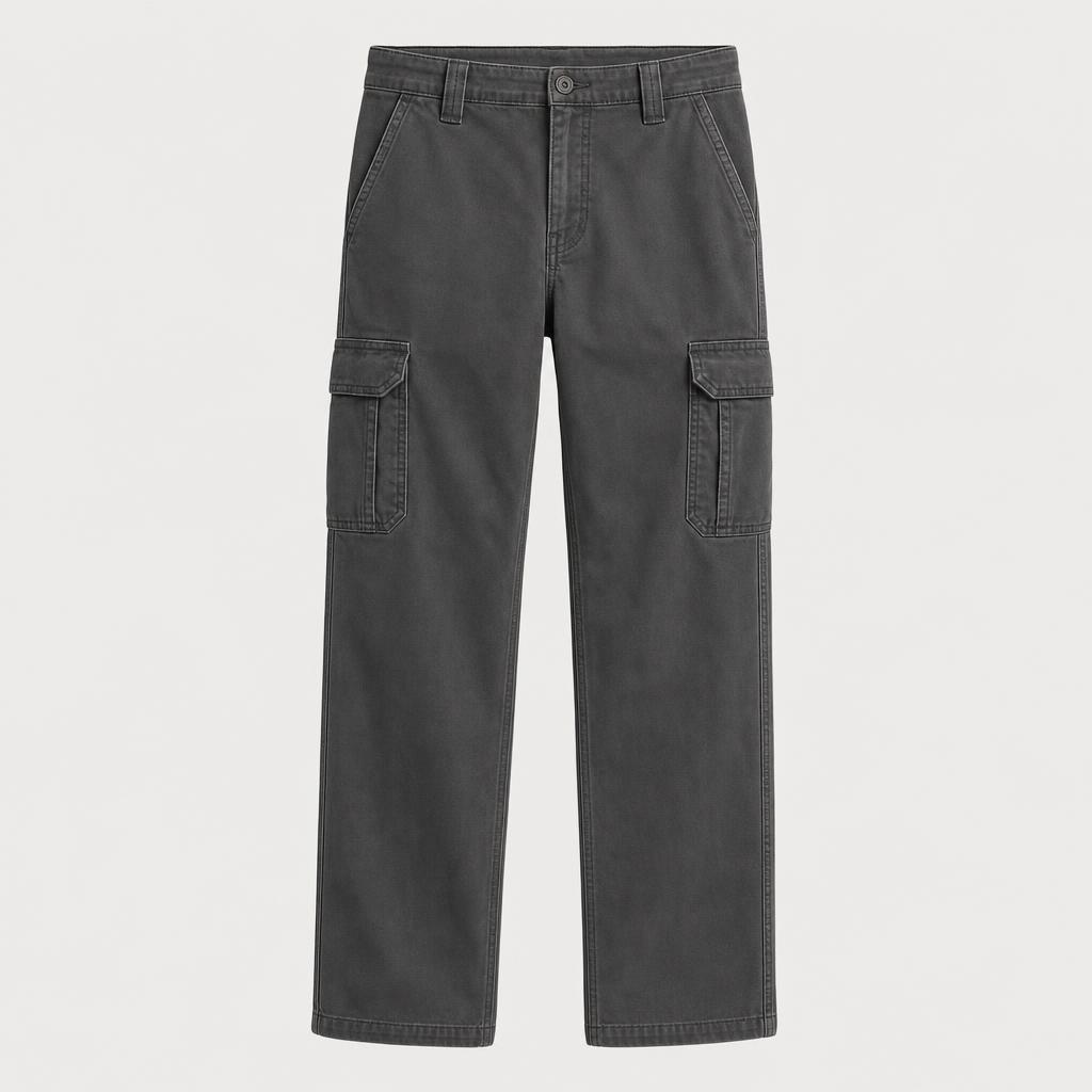 Charcoal Gray men straight leg cargo pants SKU image