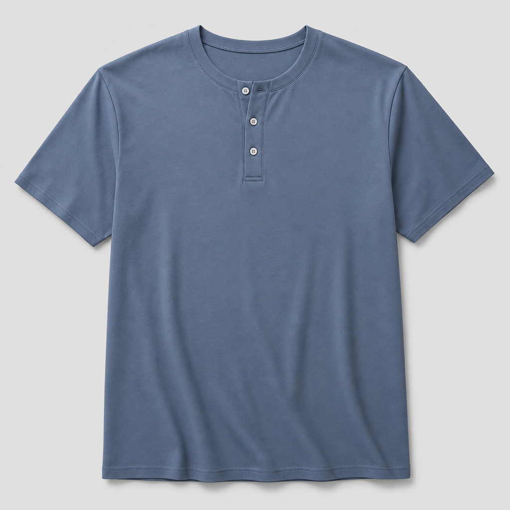 Dusty Blue men smooth Henley tee SKU image