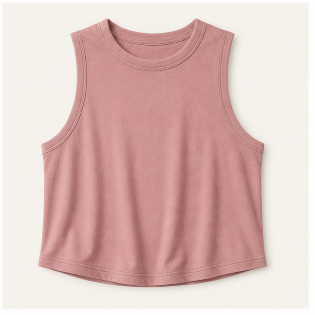 Dusty Pink women cropped high neck sleeveless tank tops SKU image