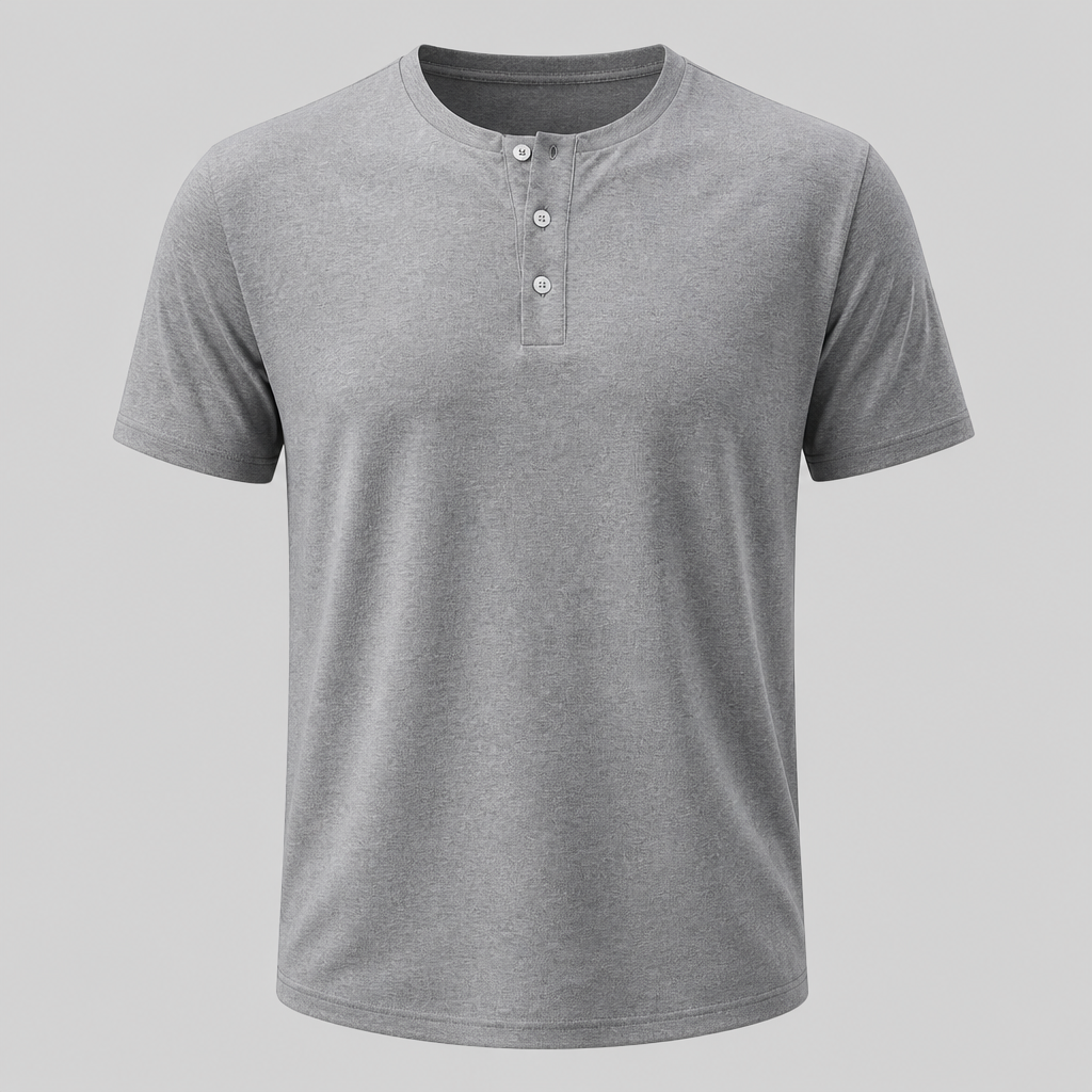Heather Gray men smooth Henley tee SKU image