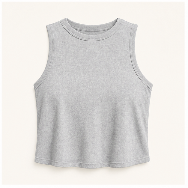 Heather Gray women cropped high neck sleeveless tank tops SKU image