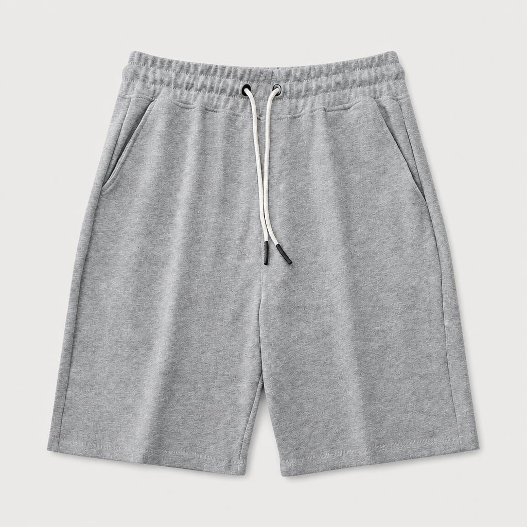 Heather Gray men relaxed fleece drawstring shorts SKU image