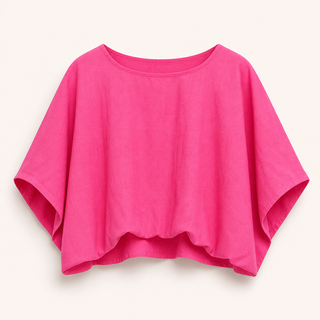 Hot Pink women boat neck batwing crop tops SKU image