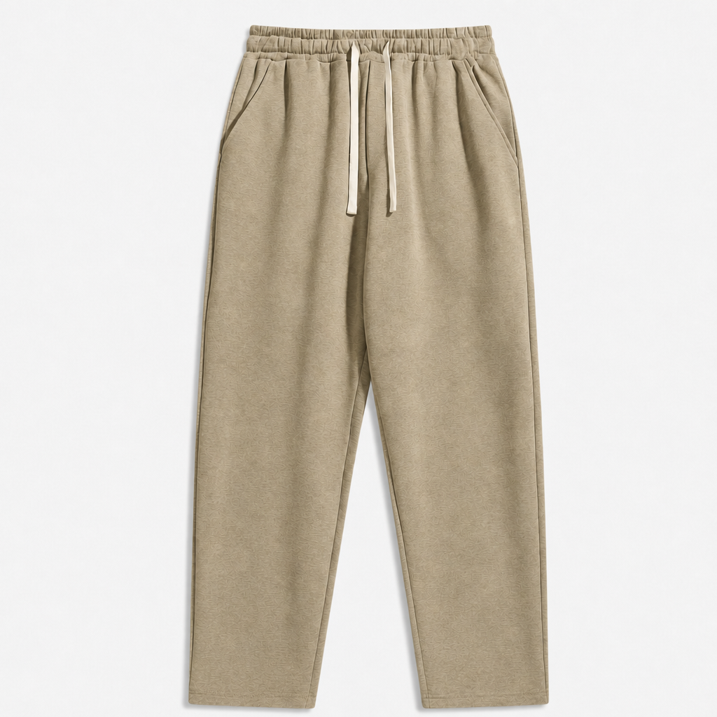Khaki men relaxed fleece drawstring sweatpants SKU image
