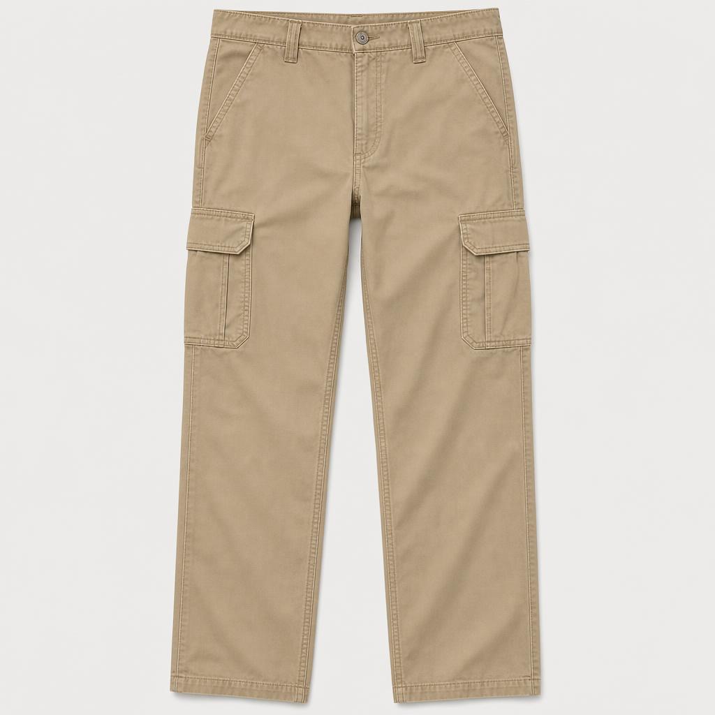 Khaki Beige men straight leg cargo pants SKU image