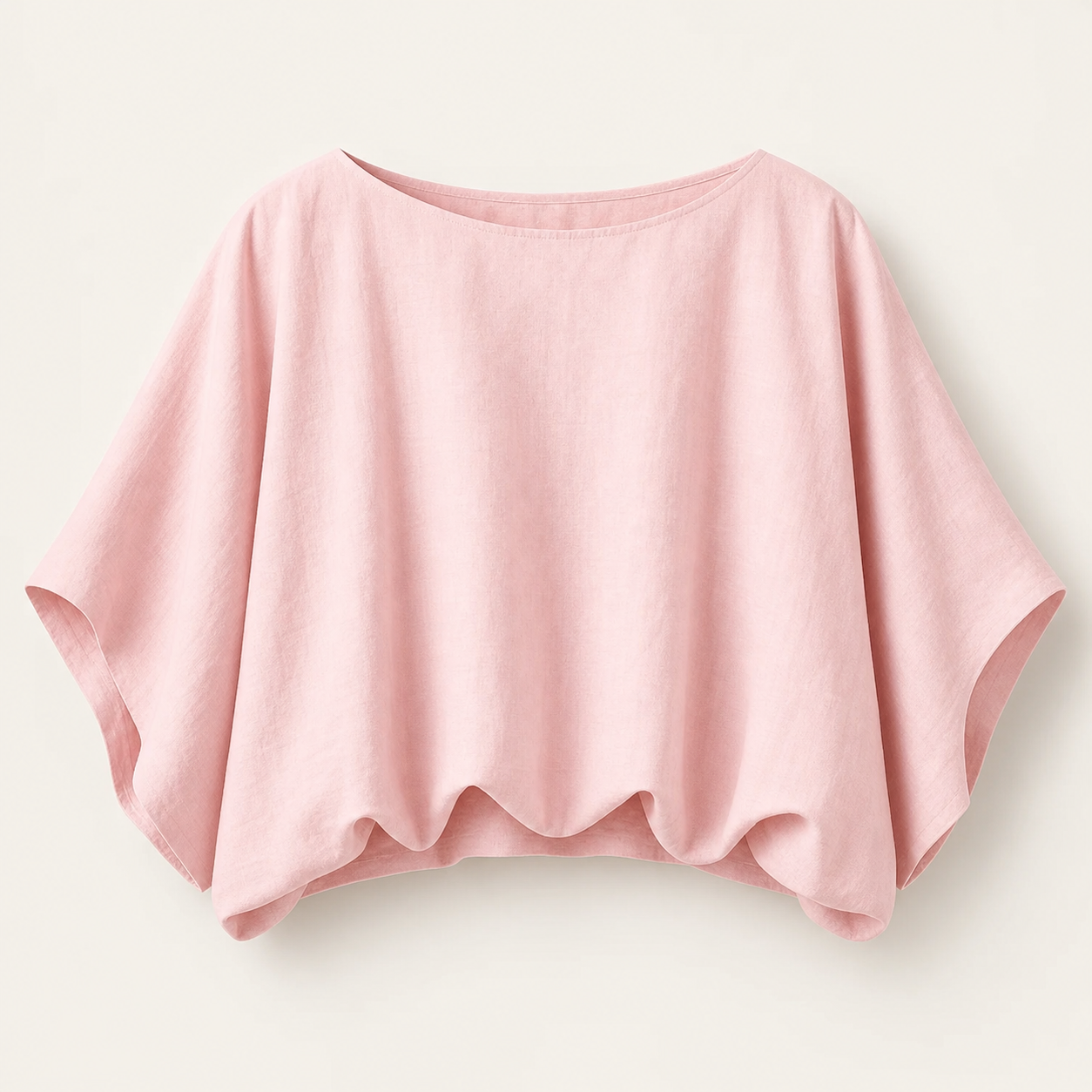 Light Pink women boat neck batwing crop tops SKU image