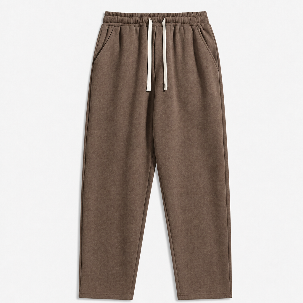 Mocha Brown men relaxed fleece drawstring sweatpants SKU image