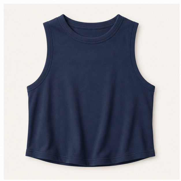 Navy women cropped high neck sleeveless tank tops SKU image