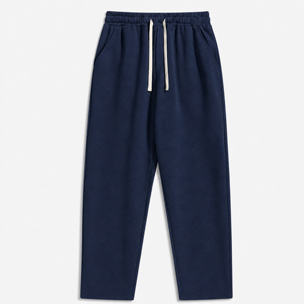 Navy men relaxed fleece drawstring sweatpants SKU image