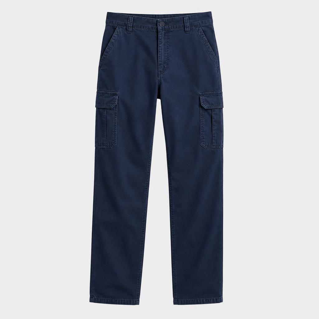 Navy Blue men straight leg cargo pants SKU image